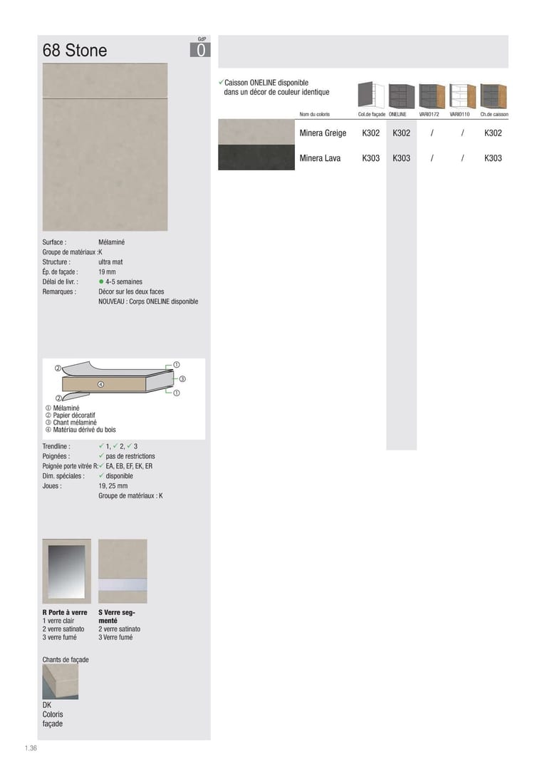Collection façade Beckermann Stone · GdP 0 · Mélaminé ultra mat · 2 coloris