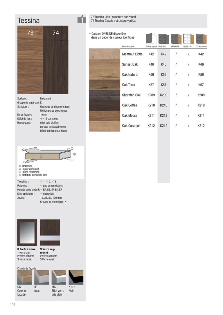 Collection façade Beckermann Tessina · GdP 1 · Mélaminé · 8 coloris