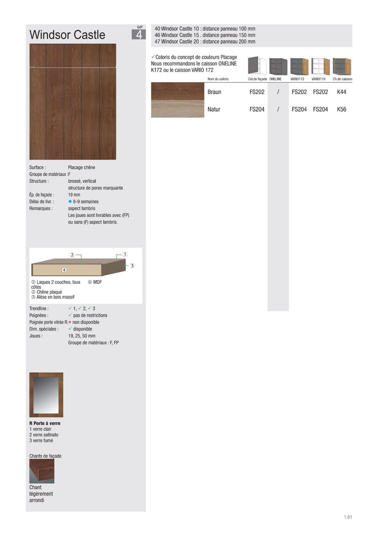 Collection façade Beckermann Windsor Castle · GdP 4 · Placage chêne · 2 coloris