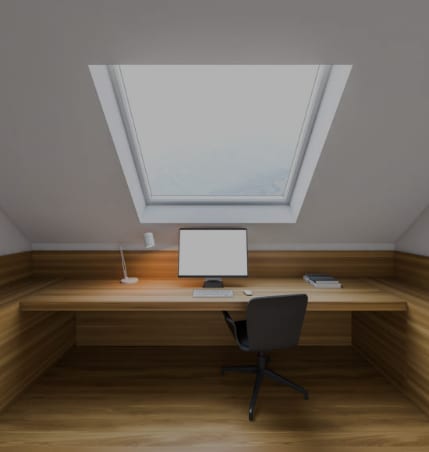 Bureau dans grenier rénové sous pente sur mesure SCARS.