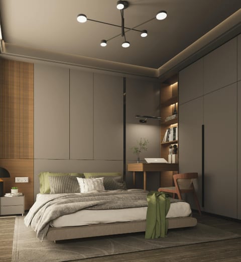 Bibliothèque chevet flottante sur mesure SCARS pour chambre.