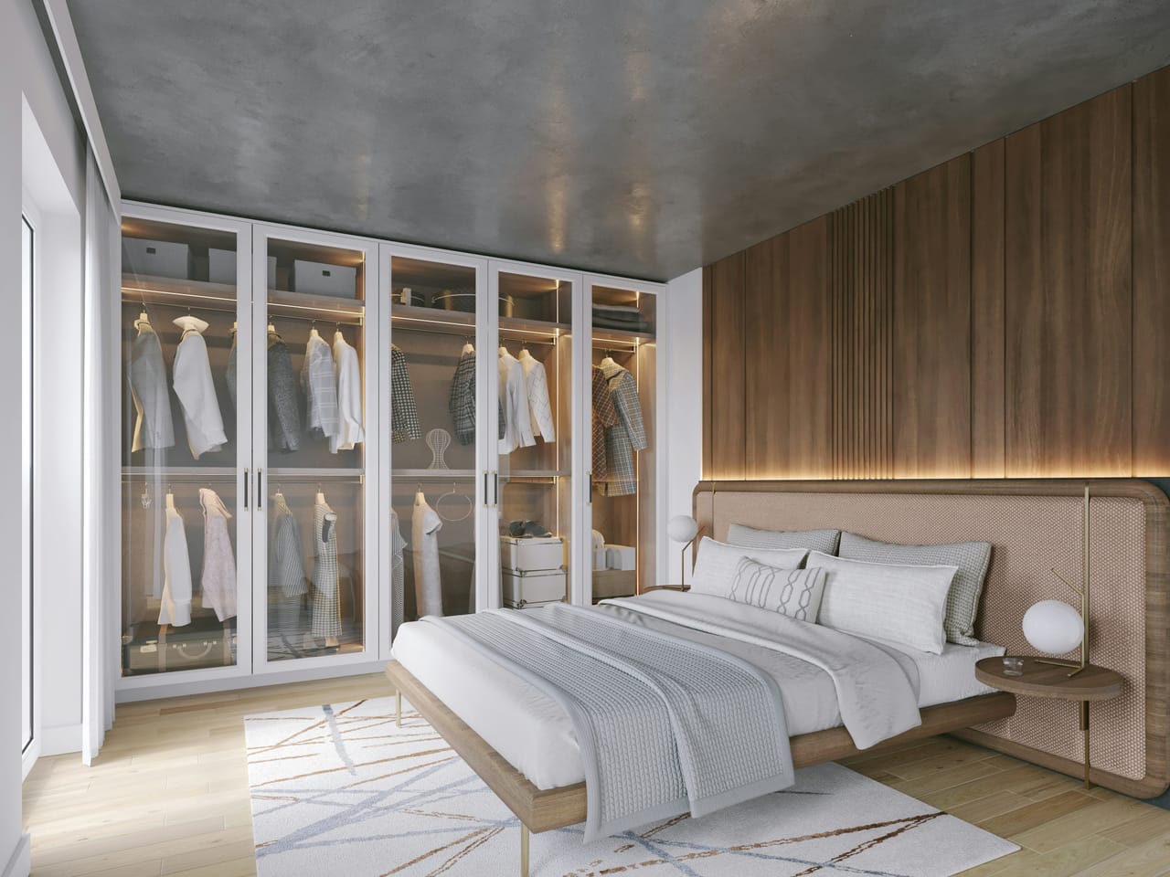 Tête de lit chambre sur mesure SCARS · rangements muraux et bois