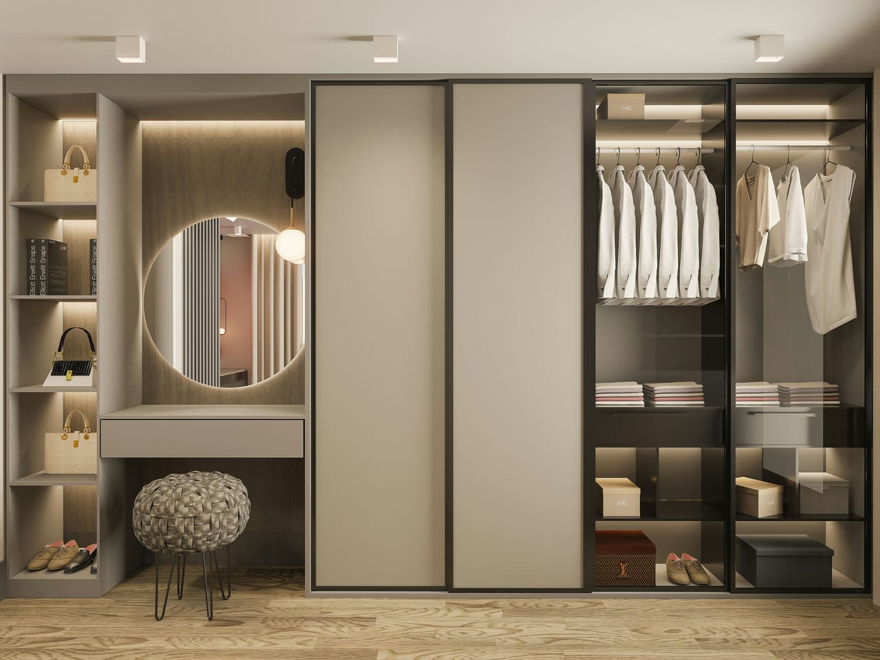 Chambre sur mesure SCARS · dressing intégré et tête de lit dans une suite parentale