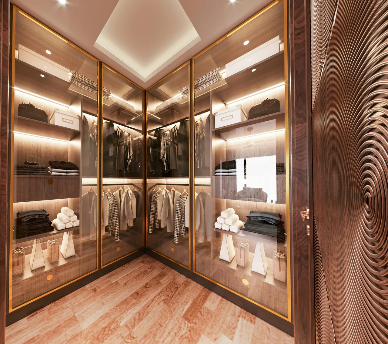Dressing sur mesure · portes vitrées et finitions premium