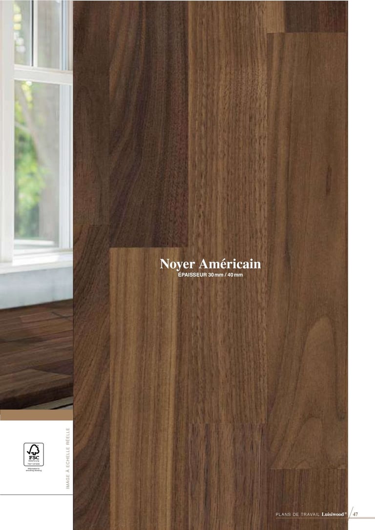 Catalogue Luisiwood · Noyer Américain massif, page 17.