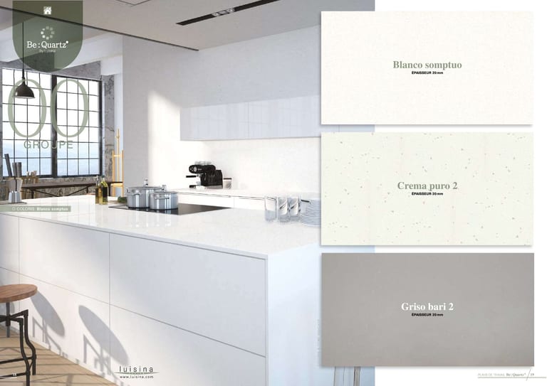 Be:Quartz · Quartz reconstitué · page 3/14 · catalogue LUISINA 2026