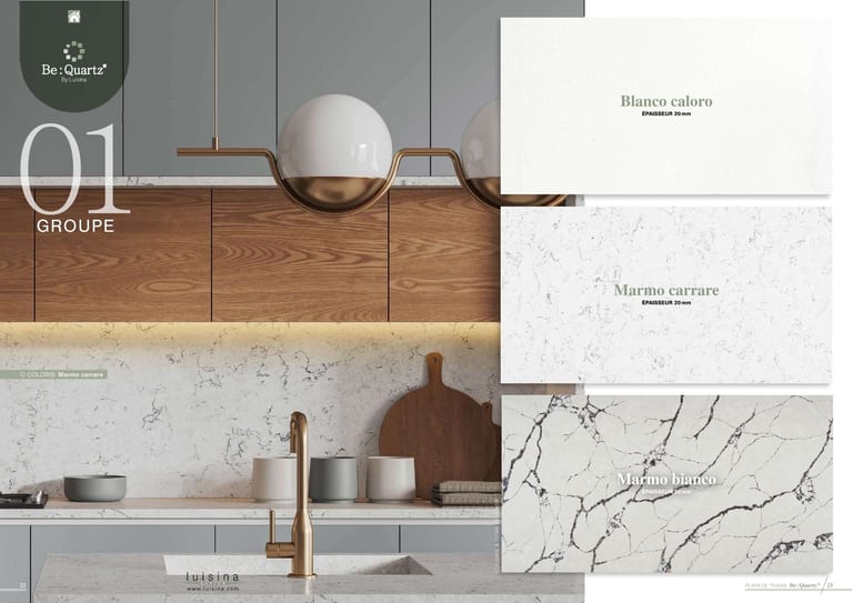 Be:Quartz · Quartz reconstitué · page 5/14 · catalogue LUISINA 2026