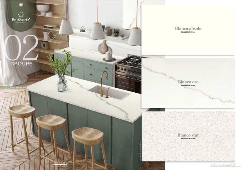 Be:Quartz · Quartz reconstitué · page 7/14 · catalogue LUISINA 2026