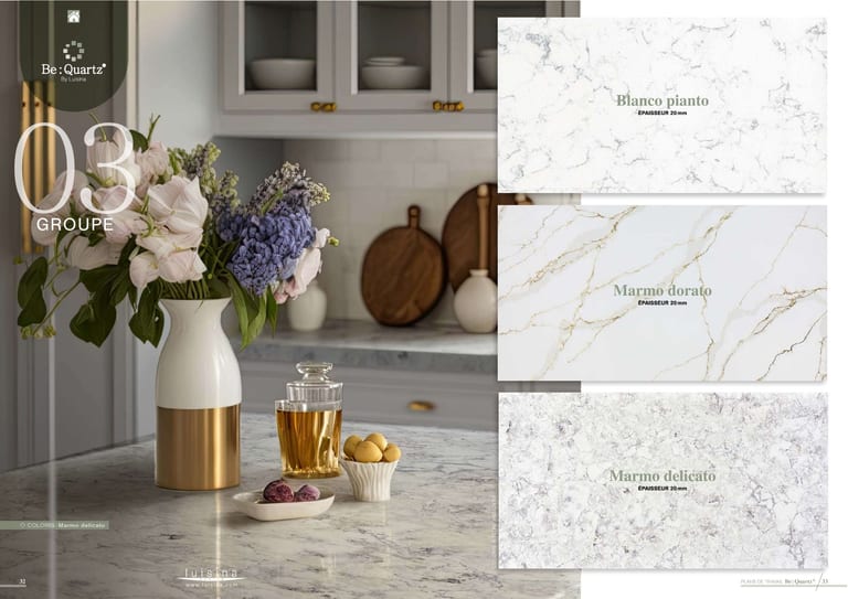 Be:Quartz · Quartz reconstitué · page 10/14 · catalogue LUISINA 2026